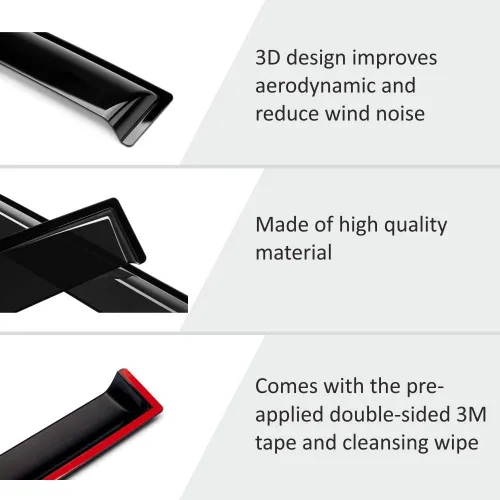 Vista 4 de Voron Glass Protectores de lluvia extra duraderos con cinta adhesiva para Toyota RAV4 2019-2025, deflectores de ventana, viseras de ventana