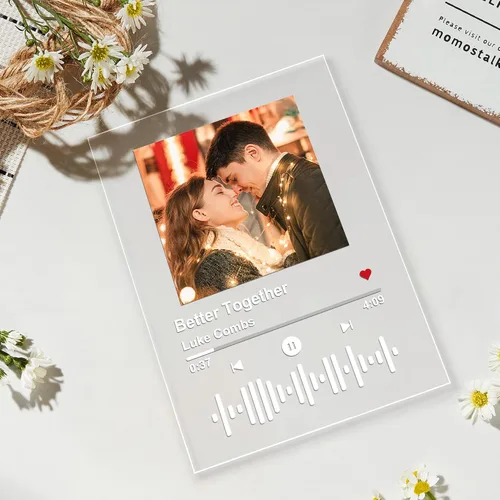 Vista 5 de Canción acrílica personalizada con foto, placa de música transparente personalizada, cubierta de álbum de fotos personalizada, luz nocturna