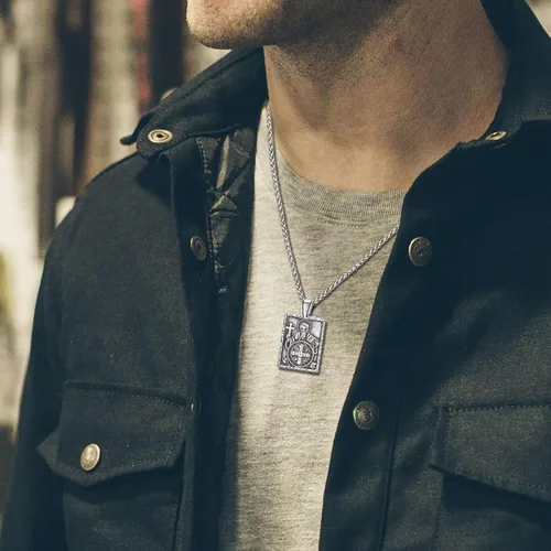 Vista 5 de Collar con colgante de cruz de plata de ley 925 con cruz de Jesucristo INRI para hombres y mujeres, medalla de cruz, collar religioso cristiano