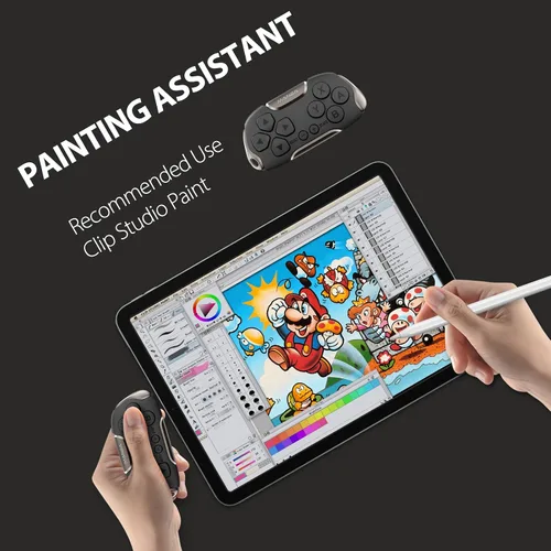 Vista 4 de Manba Mini Wireless Controller, Remote for Anki,SwitchOLED, Windows,MacOS and Android with Cable and Strap,Designed for Classic Games(Black)