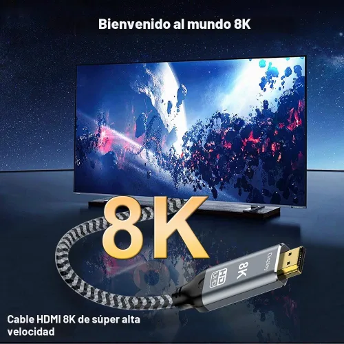Vista 2 de Cable USB C a HDMI 2.1 de 3.3 pies, 8K a 60 Hz 4K a 144 Hz Thunderbolt 3/4 compatible con MacBook Pro/Air, iPad Pro, iPhone 15, compatible con HDCP