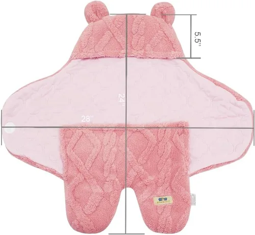 Vista 3 de BlueSnail Cómoda manta para envolver al recién nacido, transpirable y suave (rosa)