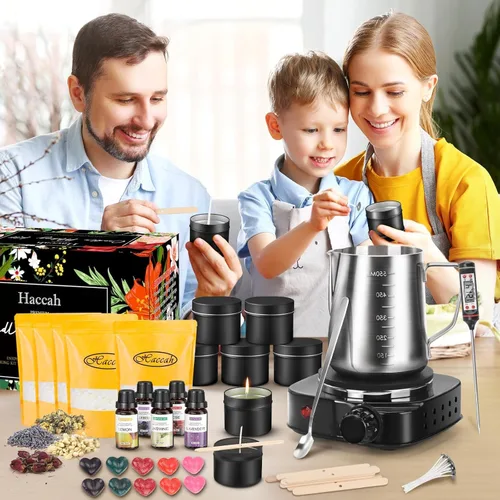 Vista 2 de Kit completo de fabricación de velas con fundidor de cera, suministros de fabricación, regalo de manualidades para niños, principiantes, adultos