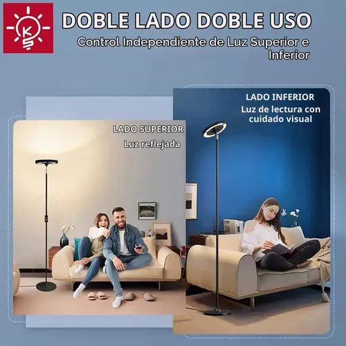 Vista 2 de Keepsmile Lámpara de pie de iluminación doble cara LED con aplicación inteligente 36W/2600LM lámpara de pie alta brillante RGB lámpara de pie