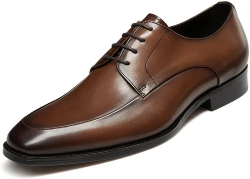 Vista 7 de GIFENNSE Zapatos Oxford para hombre Zapatos de vestir de cuero para hombres Marrón