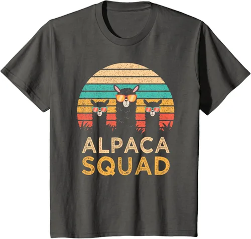 Vista 45 de Divertidas gafas de sol de escuadrón de alpaca Cool Alpacas Vintage Gift T-Shirt, Negro, S