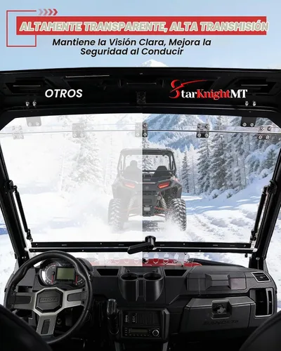 Vista 7 de StarknightMT Parabrisas abatible 3 en 1 compatible con Polaris Ranger XP