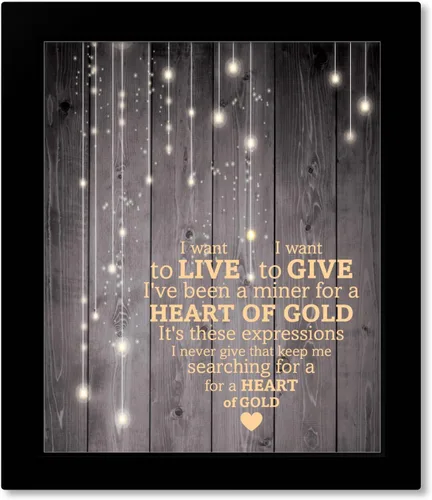 Vista 6 de Heart of Gold Song - Lyric Inspired Artwork Print Music Room Wall Decor (10"L x 8"W, Print - Unframed)