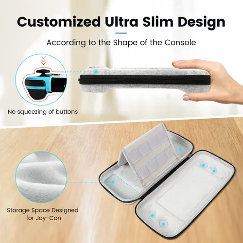 Vista 3 de SARLAR Switch - Funda de transporte rígida compatible con Nintendo SwitchSwitch OLEDSwitch Lite, bolsa portátil y ligera con 16 cartuchos