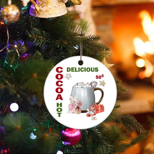Vista 3 de Cheyan Adorno de Navidad de barra de cacao caliente, adorno de árbol de Navidad para decoración del hogar de Navidad, adorno colgante de Navidad