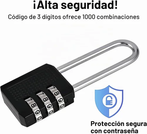 Vista 3 de Faburo Paquete de 4 candados de combinación pequeña de grillete largo