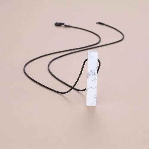 Vista 6 de COAI Collares con colgante de piedra de barra Yin Yang para parejas