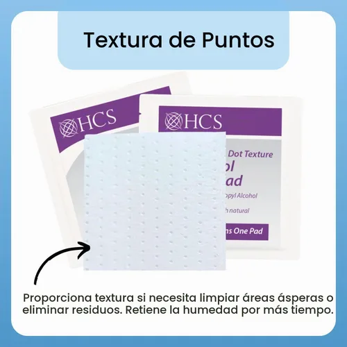 Vista 3 de HCS - Almohadillas de preparación de alcohol medio - Toallitas con alcohol isopropílico al 70%, envueltas individualmente, 2 capas, texturizadas