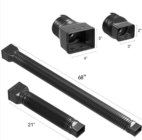 Vista 4 de Paquete de 2 extensiones flexibles de canaleta de lluvia, extensor de boquilla de descenso, extensible de 21 a 68 pulgadas, tornillos incluidos