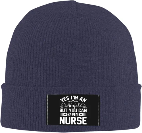 Vista 2 de Yes I m an Angel But You Can Call Me Nurse Beanie Hat for Men Women Soft Cozy Knit Hats Winter Warm Skull Cap