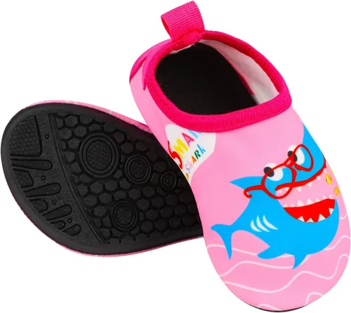 Vista 2 de TAGVO Zapatos de agua para niños y niñas, antideslizantes, zapatos de natación de piel descalza, calcetines acuáticos, para playa, natación
