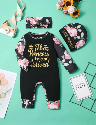 Vista 6 de Von kilizo Ropa de bebé recién nacido, mameluco de algodón para recién nacido, lindo traje de bebé niña