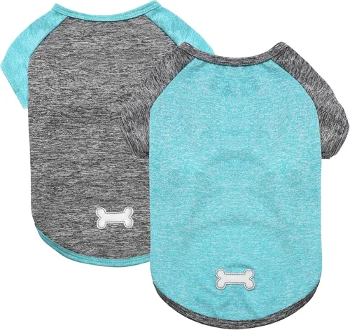 Vista 8 de KYEESE Paquete de 2 camisas para perro con mangas, camisetas ligeras de protección solar de secado rápido para perros pequeños con piel sensible