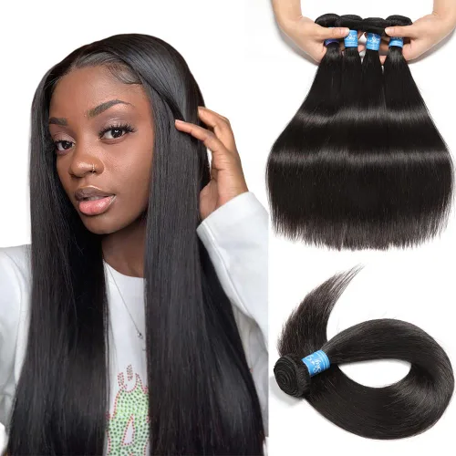 Vista 13 de Mechones de cabello 10A Remy peruano, cabello lacio, sedoso, 100 % sin procesar