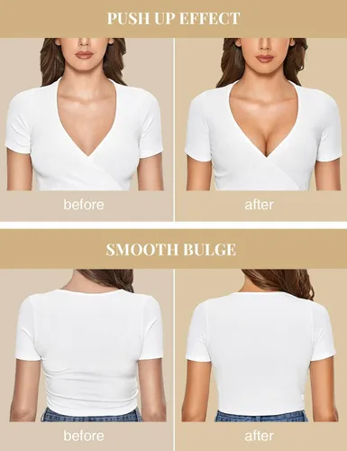 Vista 4 de DOBREVA brasier con push-up para mujer, sin varillas, corpiño con relleno, brasier con soporte y encaje