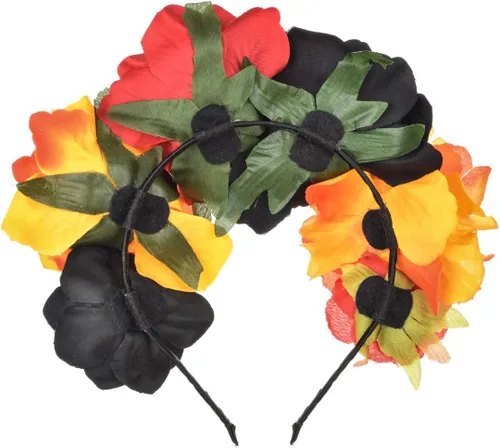Vista 30 de DreamLily Frida Kahlo NC26 - Diadema con corona de rosas mexicanas para disfraz de fiesta de Halloween