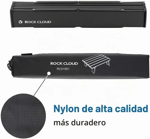 Vista 9 de Rock Cloud Mesa de Playa Plegable de Aluminio Ultraligera Ajustable en Altura, Mesa de Camping Portátil Mini Negro
