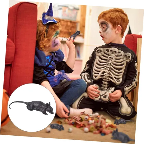 Vista 6 de 10 ratones falsos de plástico para simulación de Halloween para trucos y decoración, ligeros, reutilizables, divertidos para fiestas de Halloween