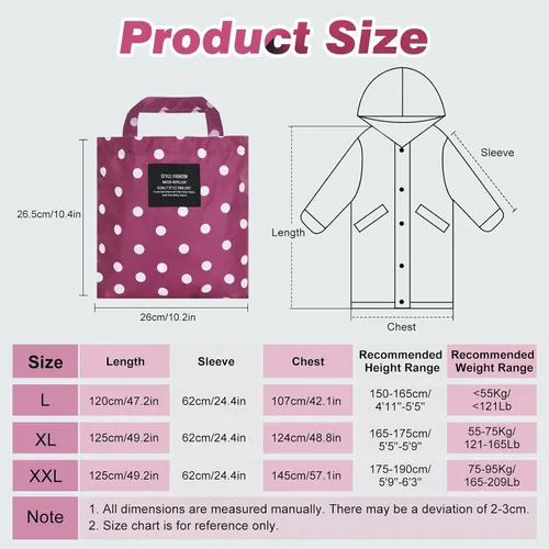 Vista 5 de Chubasqueros largos para mujer, impermeable, plegable, con capucha, rompevientos ligeros y ajustables para exteriores