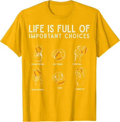 Vista 60 de Tipos de béisbol Pitches Life Choices Jugador Camiseta