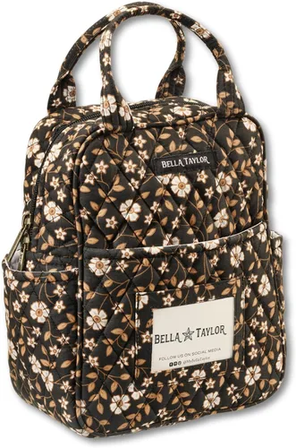 Vista 14 de Bella Taylor Bolsa de almuerzo acolchada de algodón para mujer, apta para alimentos, con forro de PEVA fácil de limpiar, diseño floral burdeos