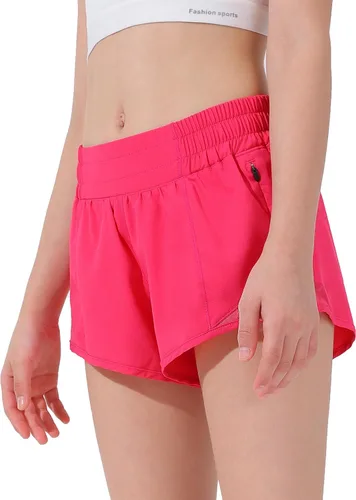 Vista 2 de Aurefin Pantalones cortos deportivos para niñas, pantalones cortos ligeros para correr para adolescentes, niñas, pantalones cortos deportivos