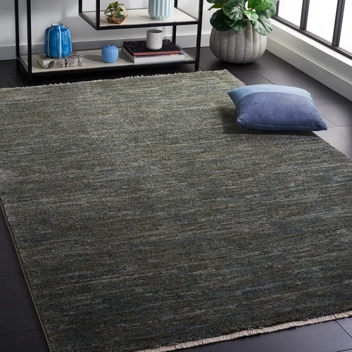 Vista 12 de SAFAVIEH Lasa Collection - Alfombra para pasillo, 2 pies 3 pulgadas x 8 pies, color azul y gris, diseño de flecos sólidos, no desprende pelusa