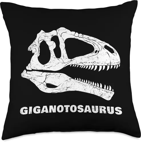 Vista 4 de Giganotosaurus Fossil Bones Paleontology Giganotosaurus - Almohada de dinosaurio cazador de fósiles de cráneo, 16 x 16 pulgadas, multicolor
