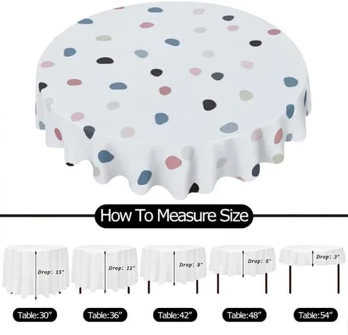 Vista 6 de Minimalist Round Tablecloth Cute Table Cloth Decor Washable Table Cover with Wrinkle Resistant for Home Kitchen Dining Room Picnic Camping Party