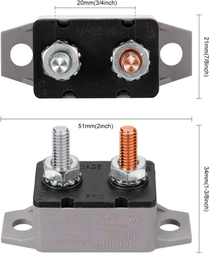 Vista 3 de 4 Piezas de Interruptor de Circuito de Reinicio Automático DC 12V - 24V con Perno de Tornillo de Cubierta para Automotriz y Más (20 Amperios)