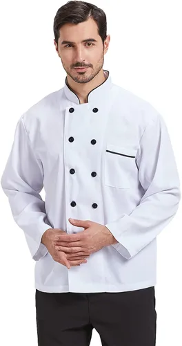 Vista 5 de Nanxson Chaqueta de chef unisex de cocina corta y larga para hombres y mujeres CFM0001