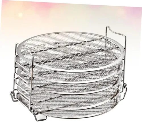 Vista 6 de Cabilock Estante de accesorios para freidora de aire de acero inoxidable de 5 capas, deshidratador, soporte para cocina, compatible con parrilla