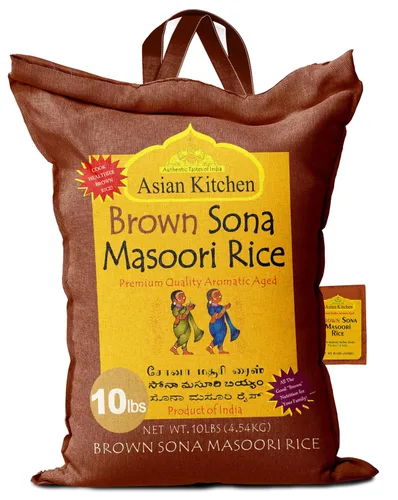 Vista 17 de Asian Kitchen Brown Sona Masoori - Arroz envejecido de 40 libras, 40 libras (40.0 lbs) de arroz de grano corto ~ Todo natural Apto para gluten