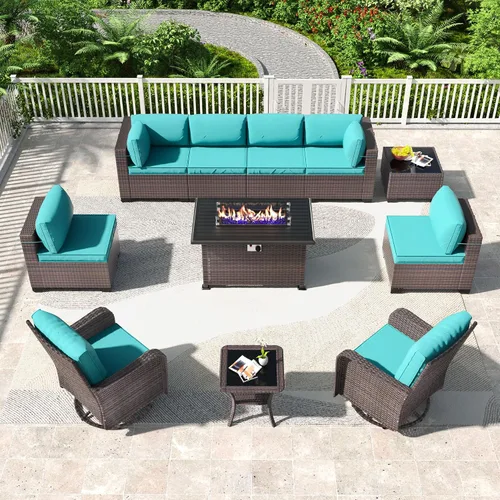 Vista 94 de Kullavik - Juego de muebles para exterior de 6 piezas con sofá modular de ratán de polietileno, color negro