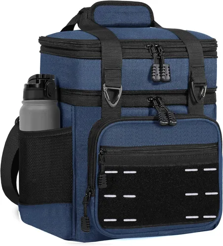 Vista 9 de Bolsa de almuerzo con enfriador - Lonchera táctica aislada para hombres y mujeres - Lonchera grande para adultos, trabajo, al aire libre, turnos