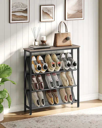 Vista 2 de CHOEZON Zapatero, Estante de Almacenamiento de Zapatos Inclinado de 4 Niveles, Zapatero Estrecho para Entrada, Organizador de Zapatos con Patas