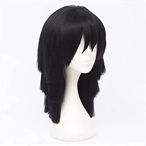 Vista 2 de Aadesso Anime Demon Slayer Kimetsu No Yaiba Iguro Obanai Cosplay Peluca Hombres Mujeres Resistente al Calor Pelucas de Pelo Sintético Halloween