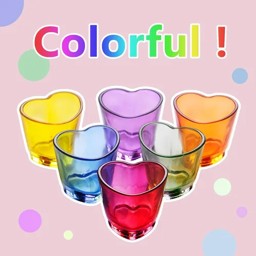 Vista 3 de Juego de 6 vasos de chupito en forma de corazón de 1.5 onzas/Soju/Arcoiris/a granel/tequila/lindo