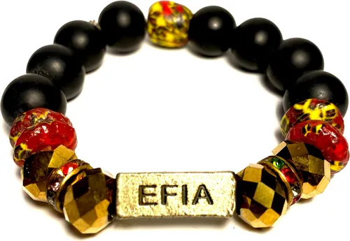 Vista 28 de Pulseras africanas tradicionales con nombre nacido en el día para mujeres de Ghana, materiales naturales, ajuste cómodo y holgado