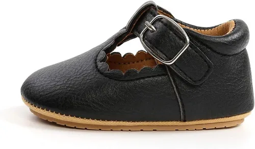 Vista 4 de Zapatos planos Mary Jane con lazo para bebé, suela de goma suave, zapatos para caminar para bebés, princesa, cuna, zapatos de vestir de boda