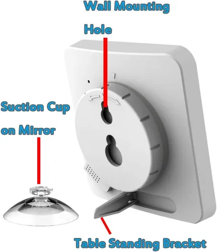 Vista 6 de Reloj de pared y temporizador de baño impermeable, temporizador digital resistente al agua para colgar en la ducha, pantalla grande, temporizador