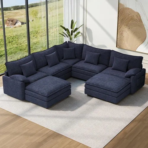 Vista 63 de Vesgantti Sofá modular de 108 pulgadas, cómodo sofá de nube con asiento profundo otomano movible, sofá modular en forma de L, sofás seccionales