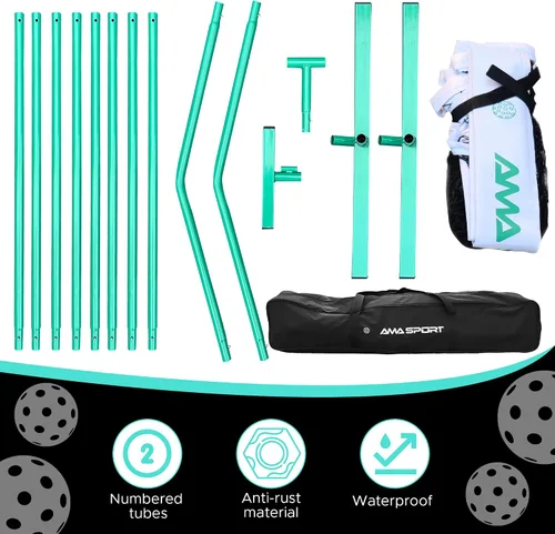 Vista 3 de AMA SPORT Sistema de red de pickleball portátil de tamaño regulador de 22 pies para interiores y exteriores, diseñado para todas las condiciones