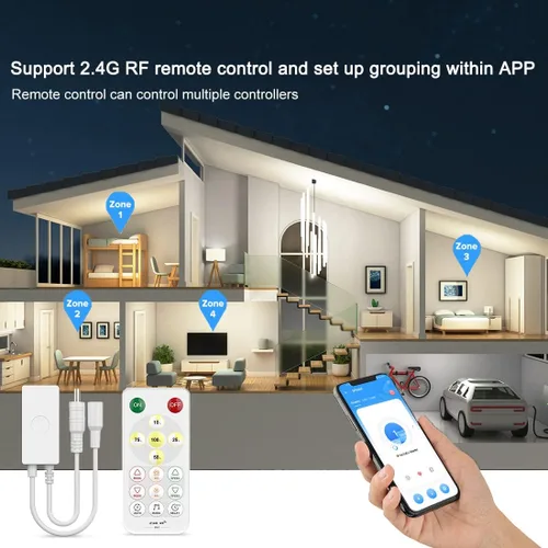 Vista 4 de COB - Tira de luz LED de 12 V, 4000 K, tiras de mazorca blanca natural con control remoto/aplicación, controlador Bluetooth, 16.4 pies, CRI 90+