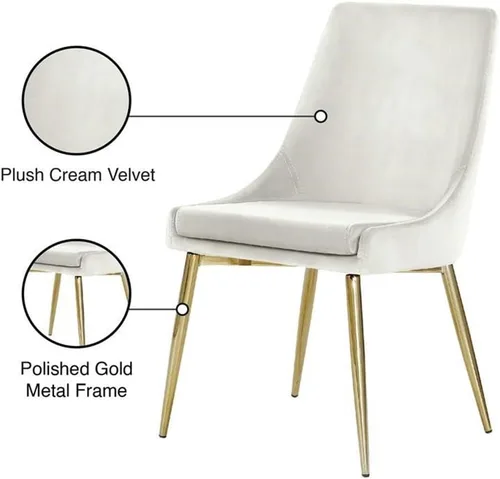 Vista 6 de Meridian Furniture Karina Collection Modern - Silla de comedor contemporánea tapizada de terciopelo con patas de metal resistentes.